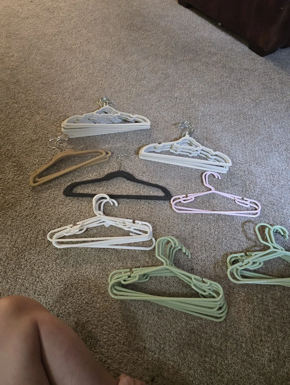 Assorted Kids Velvet and Plastic Hangers - White, Pink, Mint, Beige, Black